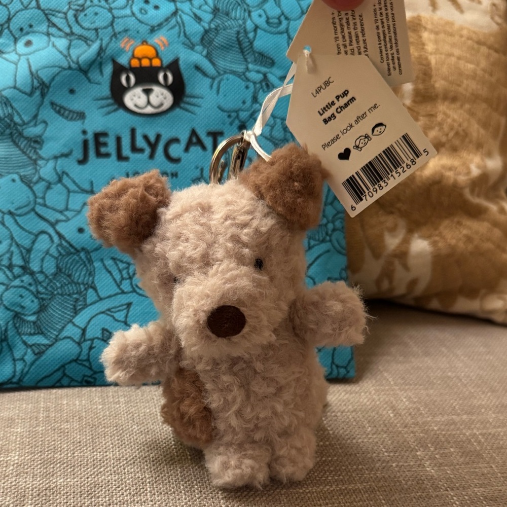Jellycat Little Pup Bag Charm Keychain NWT Authentic Rare